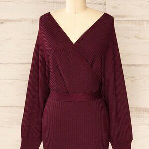 Bergame Burgundy | Knitted Wrap Dress